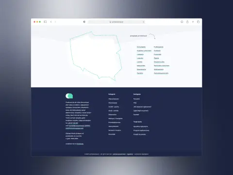 Strona syndykaukcje.pl – mapa Polski z lokalizacjami aukcji